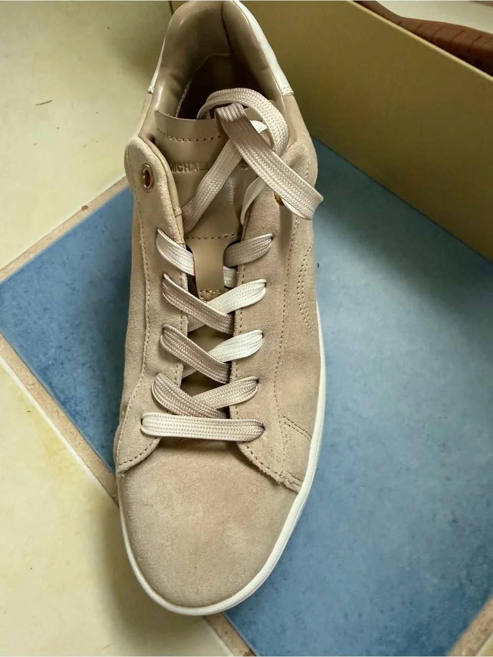 Michael Kors Tan Suede Platform Lace-Up Sneakers